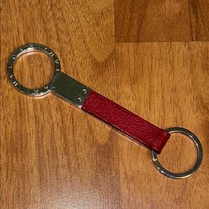 Authentic BVLGARI Red Leather Keychain with Key Ring